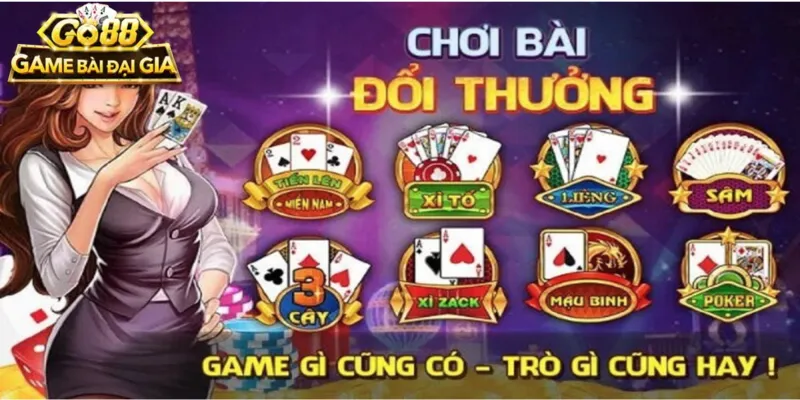 Da dạng các Game bài thưởng lớn tại GO88